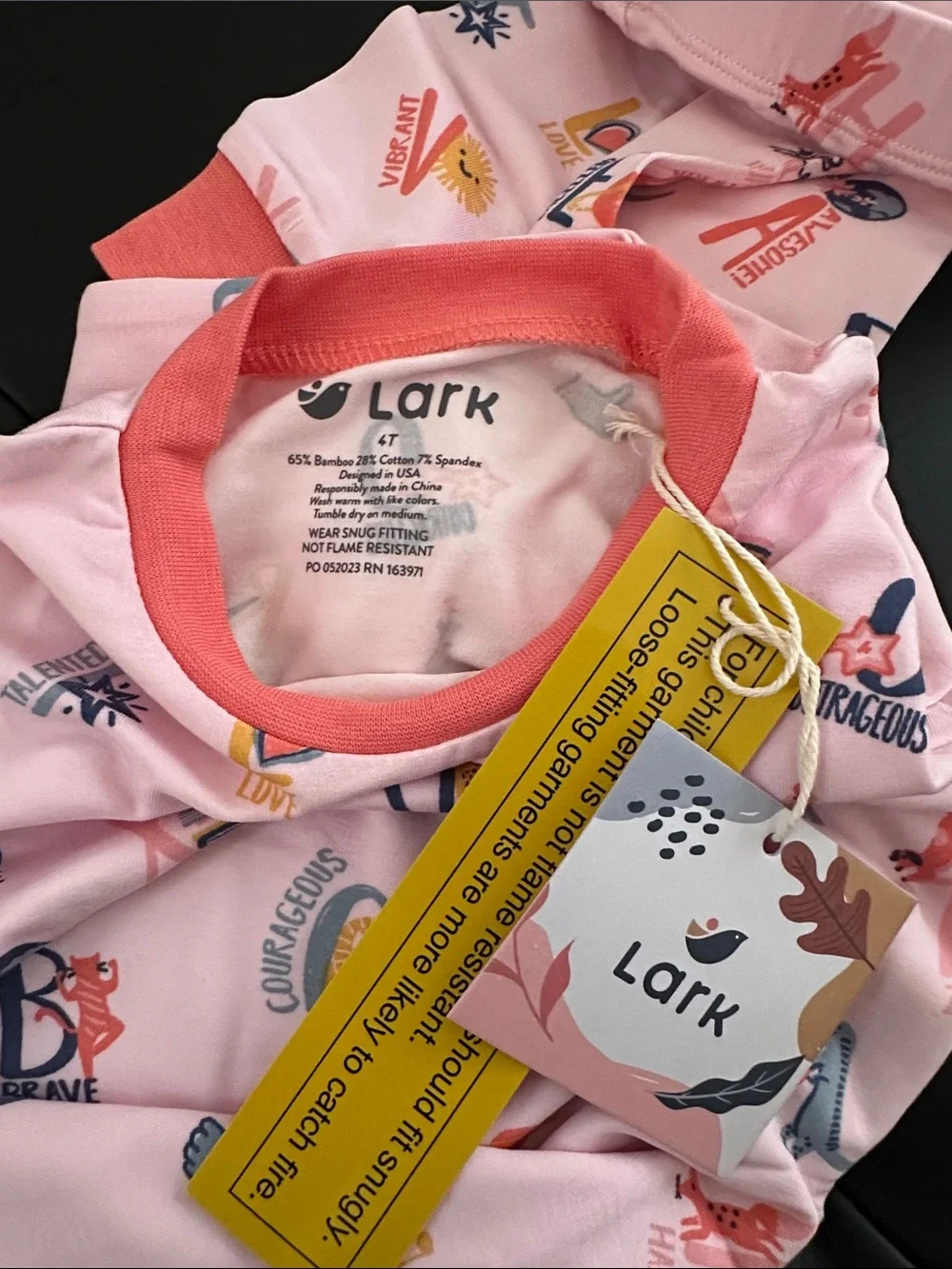 Carter's Pink Alphabet Print Pajama Set with Coral Trim